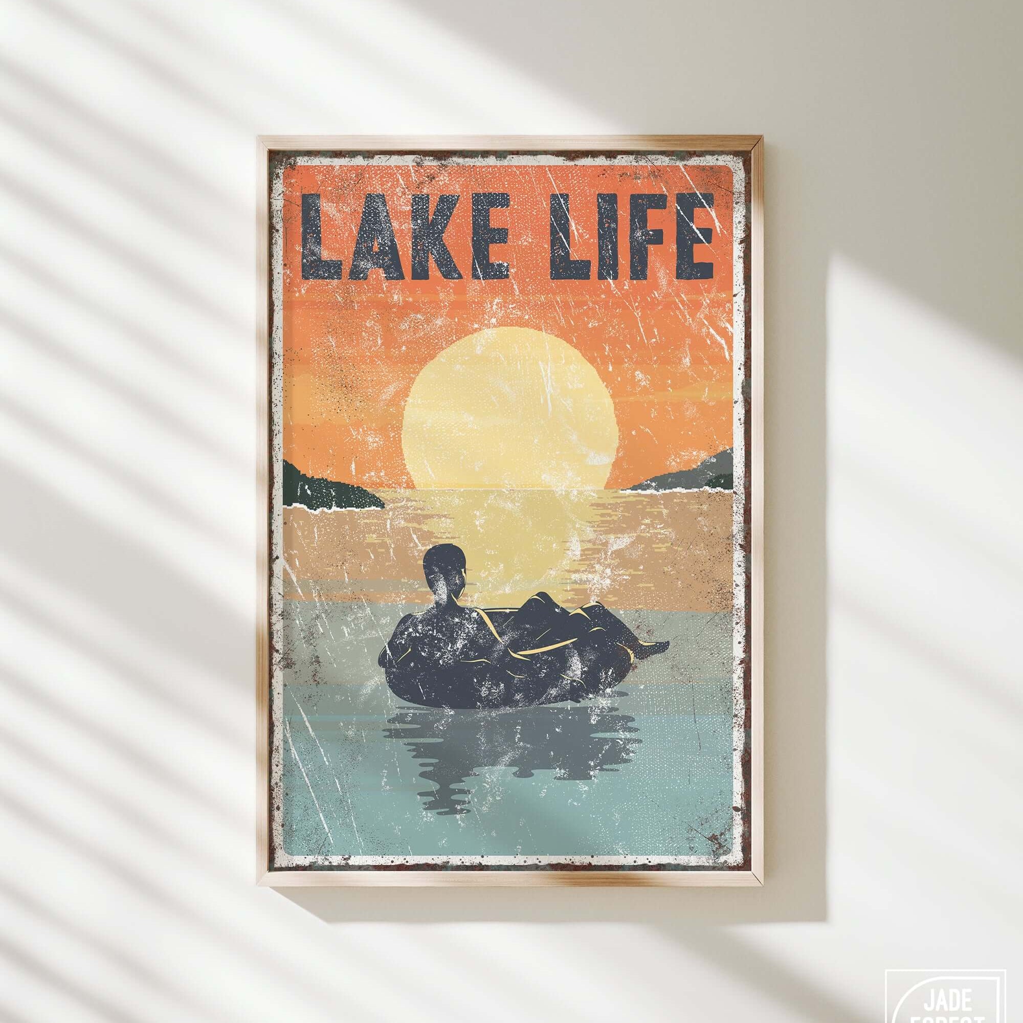 a poster of a man floating in the water