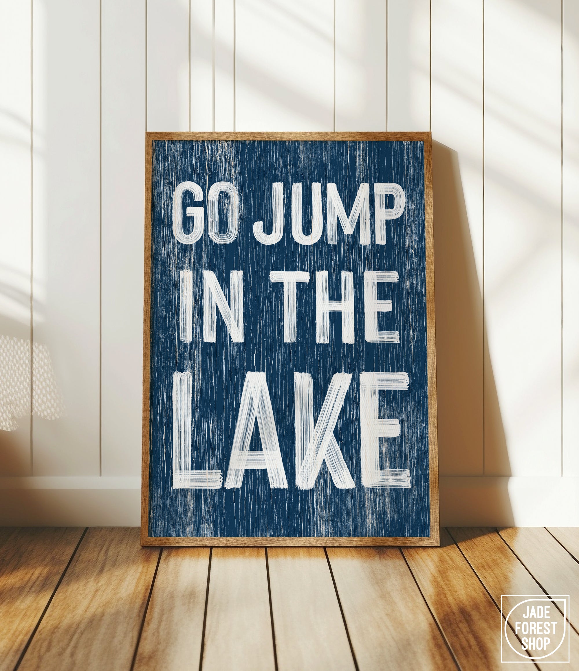 a sign that says go jump in the lake