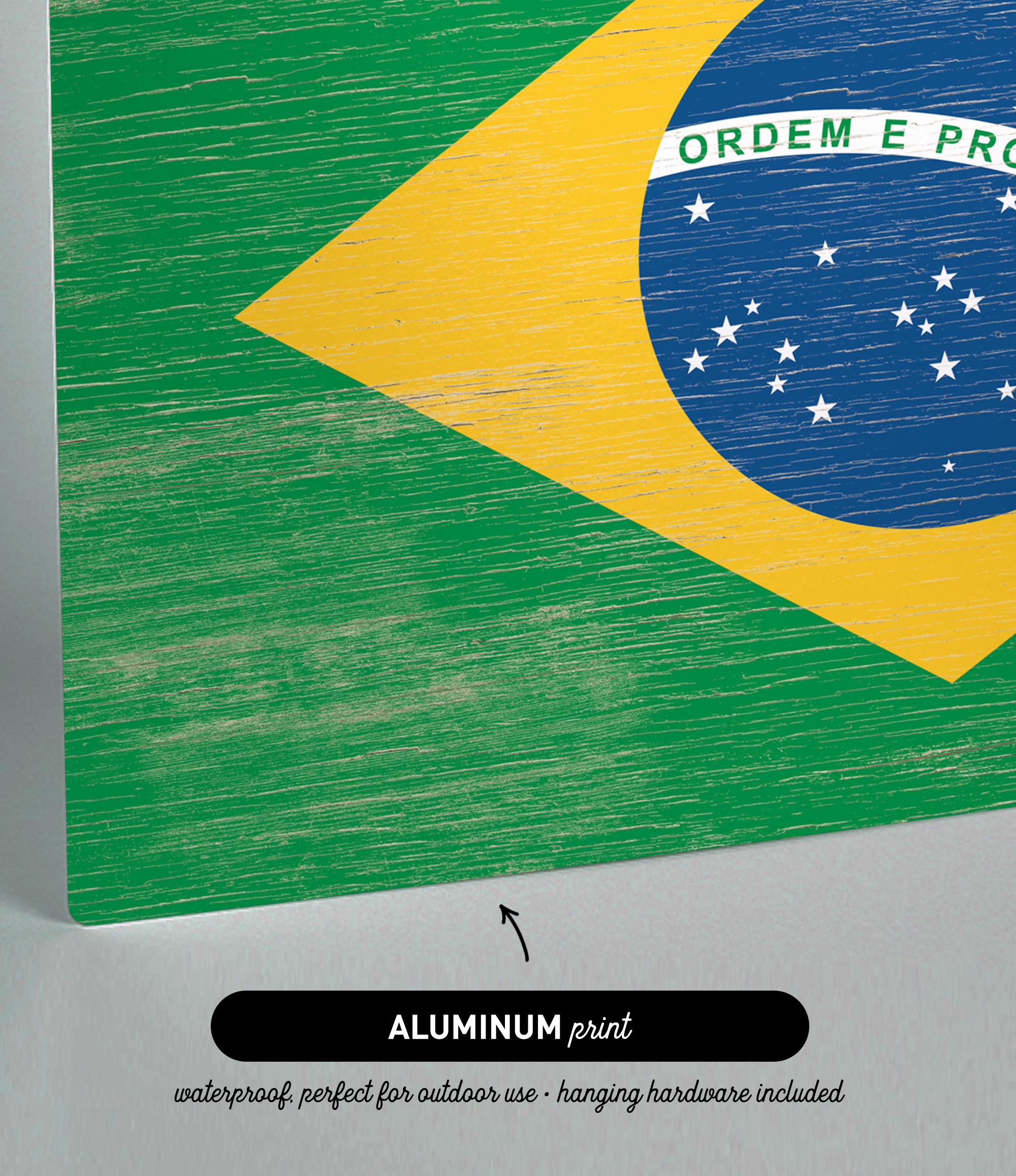 the flag of brazil painted on a piece of wood