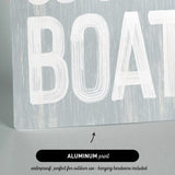 a wooden sign that says go on a boat