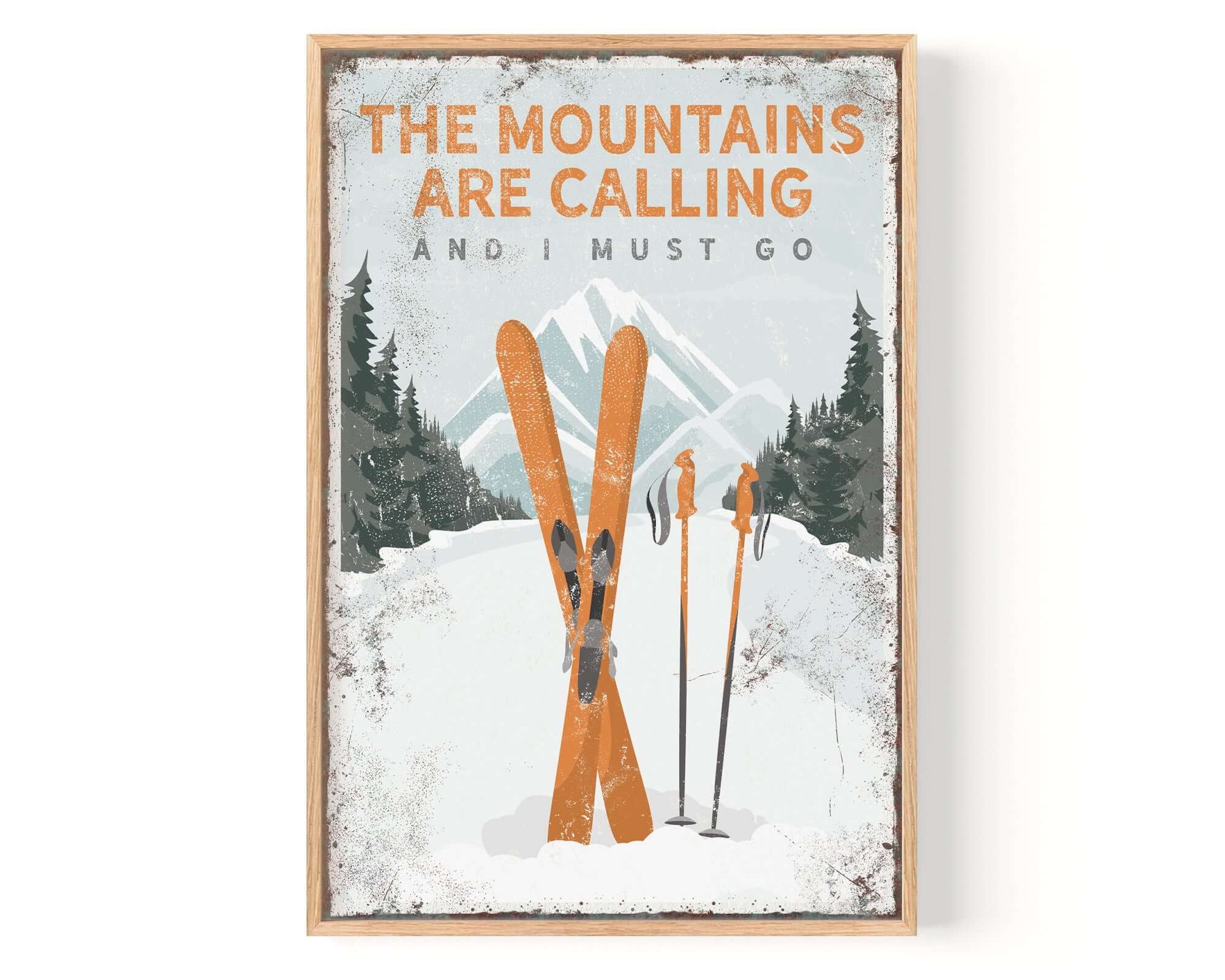 a poster of a pair of skis in the snow