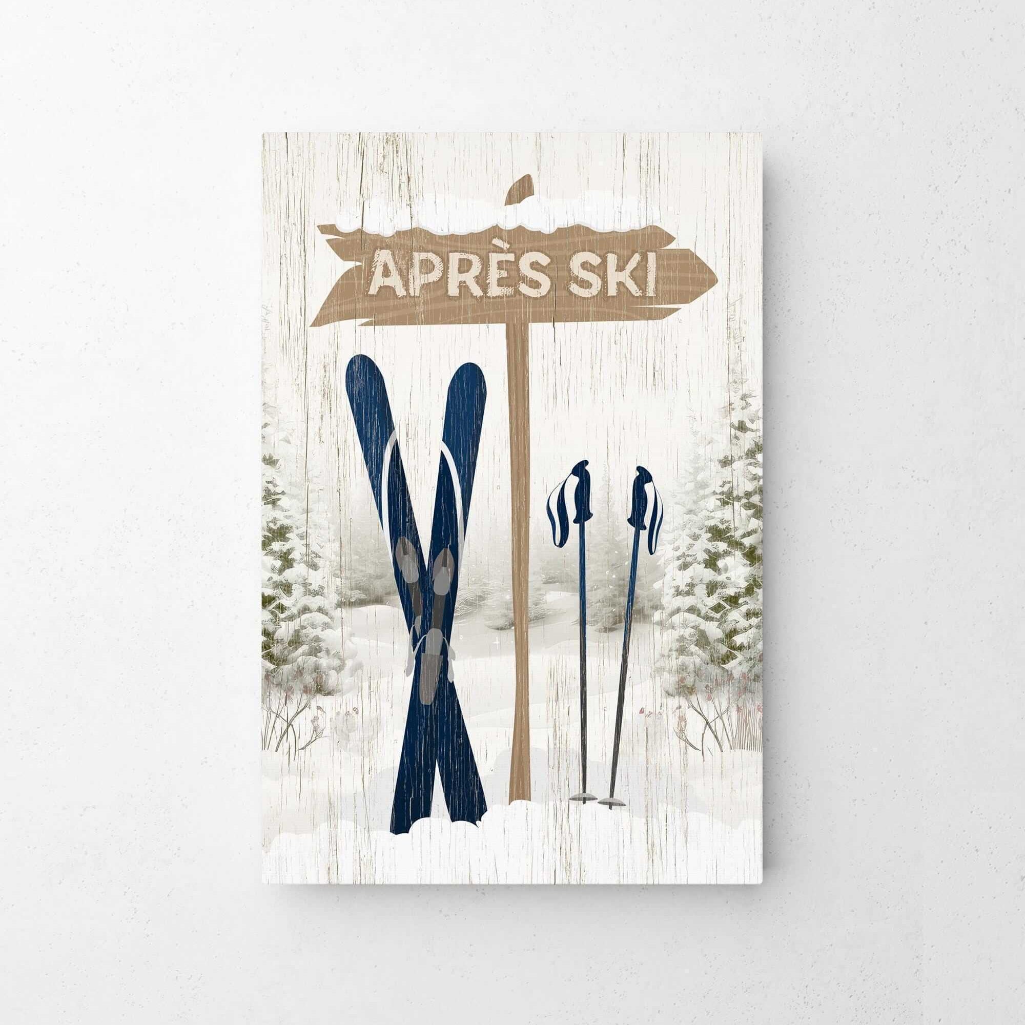a picture of skis and a sign that says apres ski