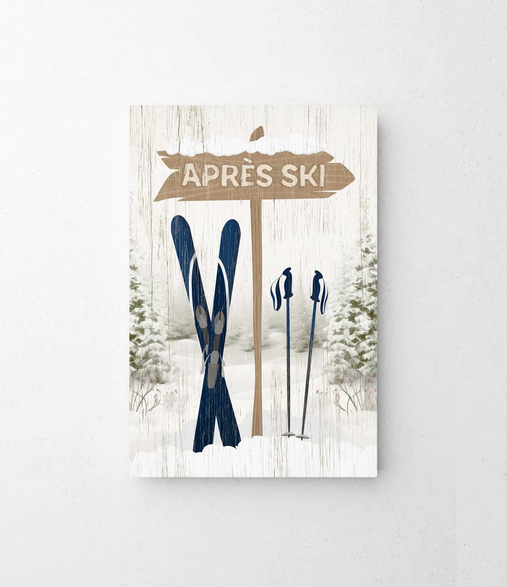 a picture of skis and a sign that says apres ski