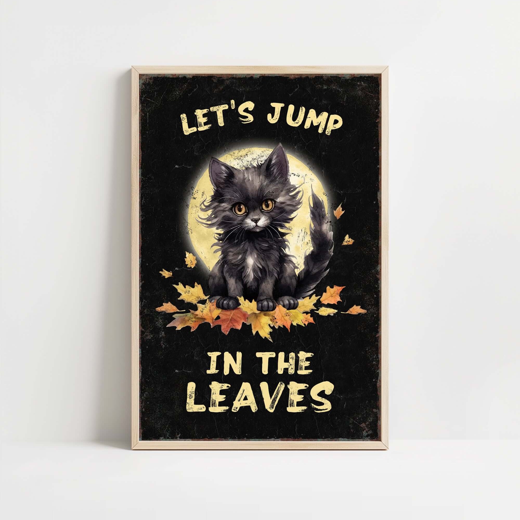 a black cat sitting on top of a wooden sign