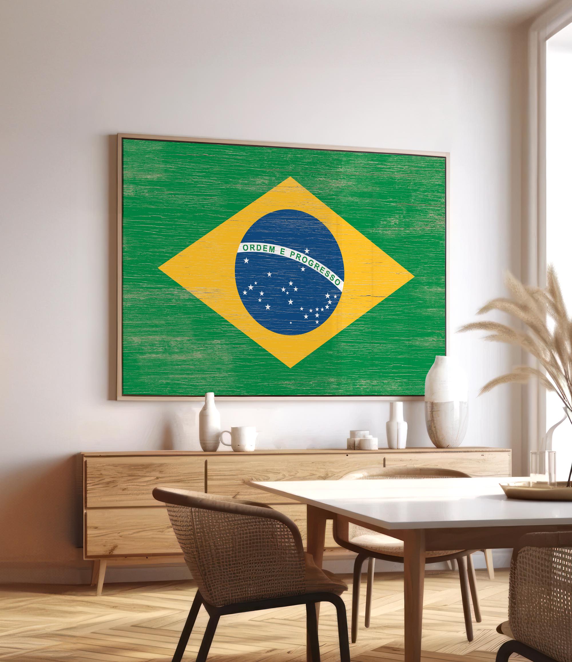 a room with a table, chairs and a painting on the wall