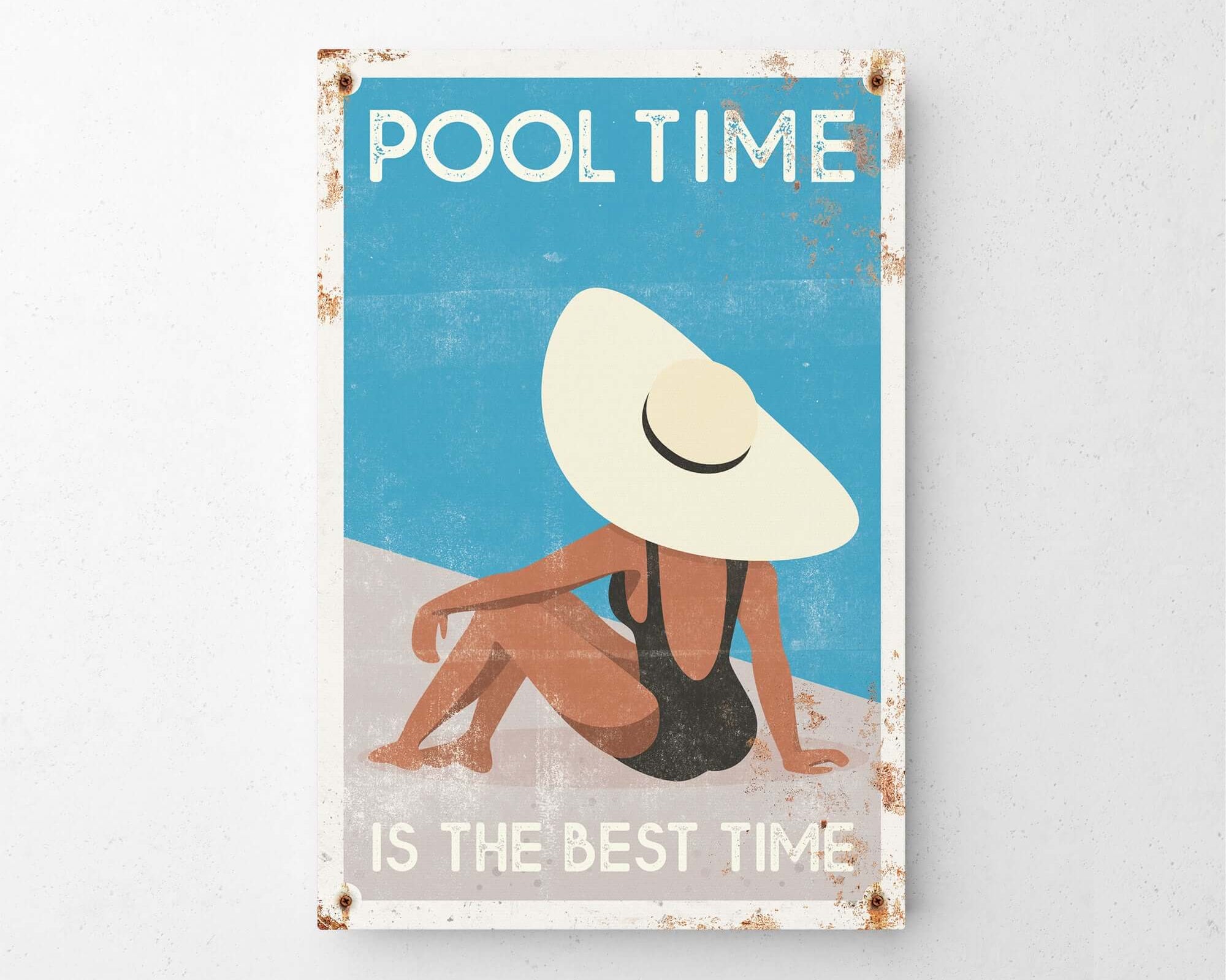a picture of a woman in a bathing suit on a wall