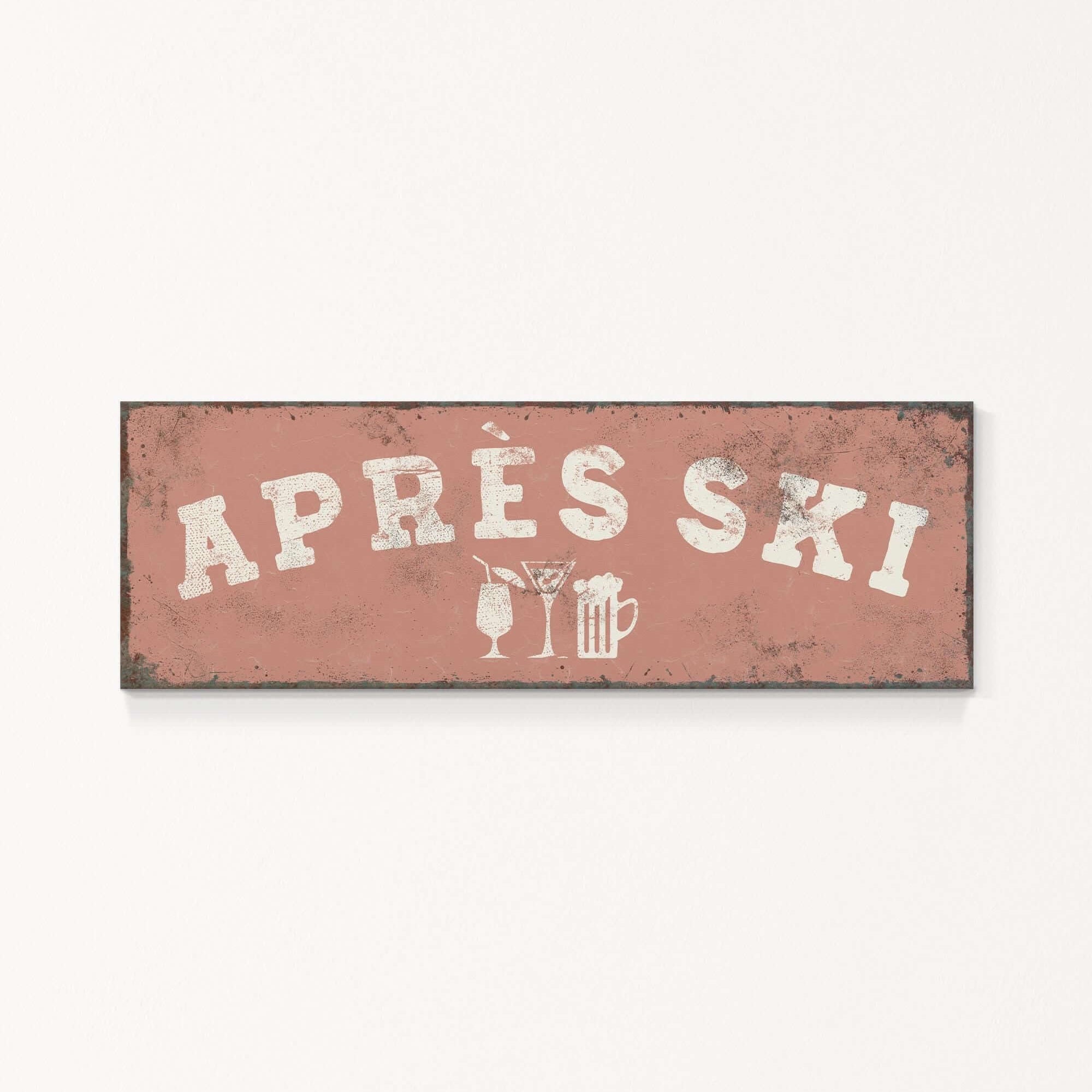 A rectangular sign with the text "APRÈS SKI" in white letters.