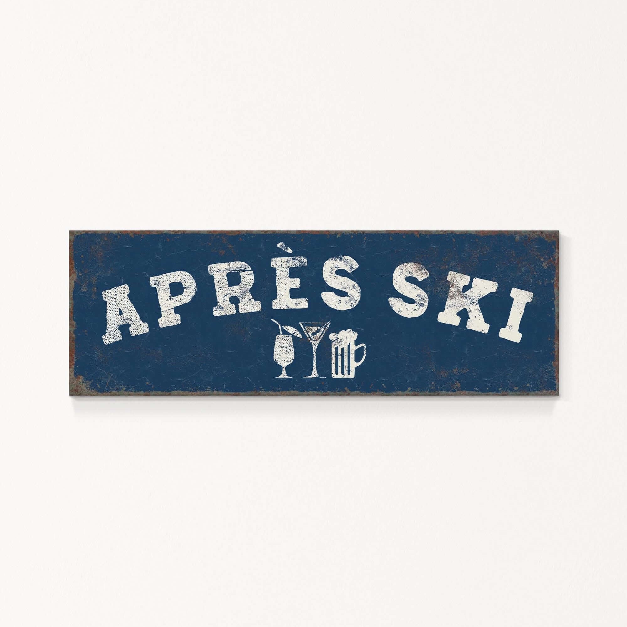 A blue rectangular sign with the text "APRÈS SKI" in white letters.