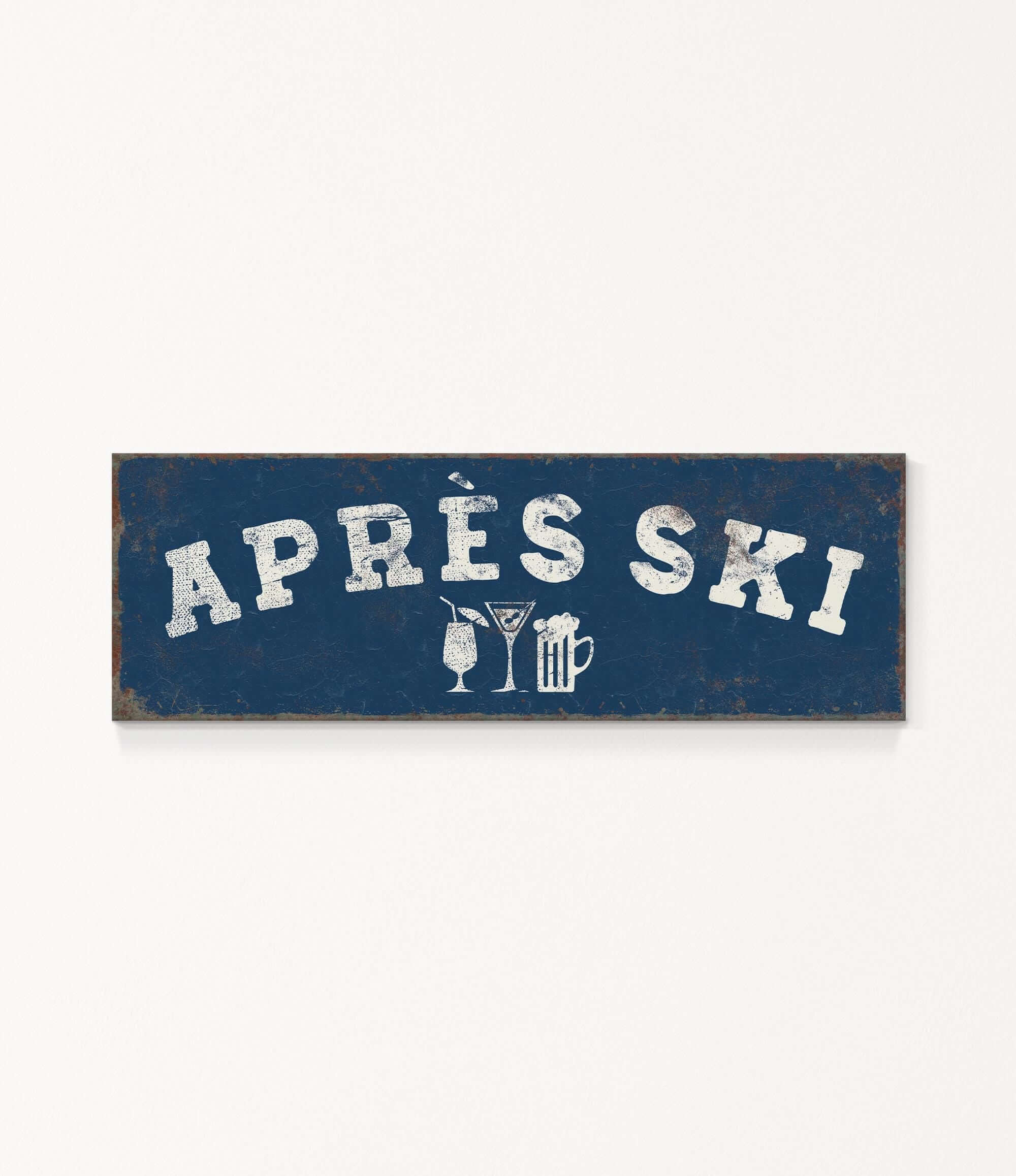 A blue rectangular sign with the text "APRÈS SKI" in white letters.