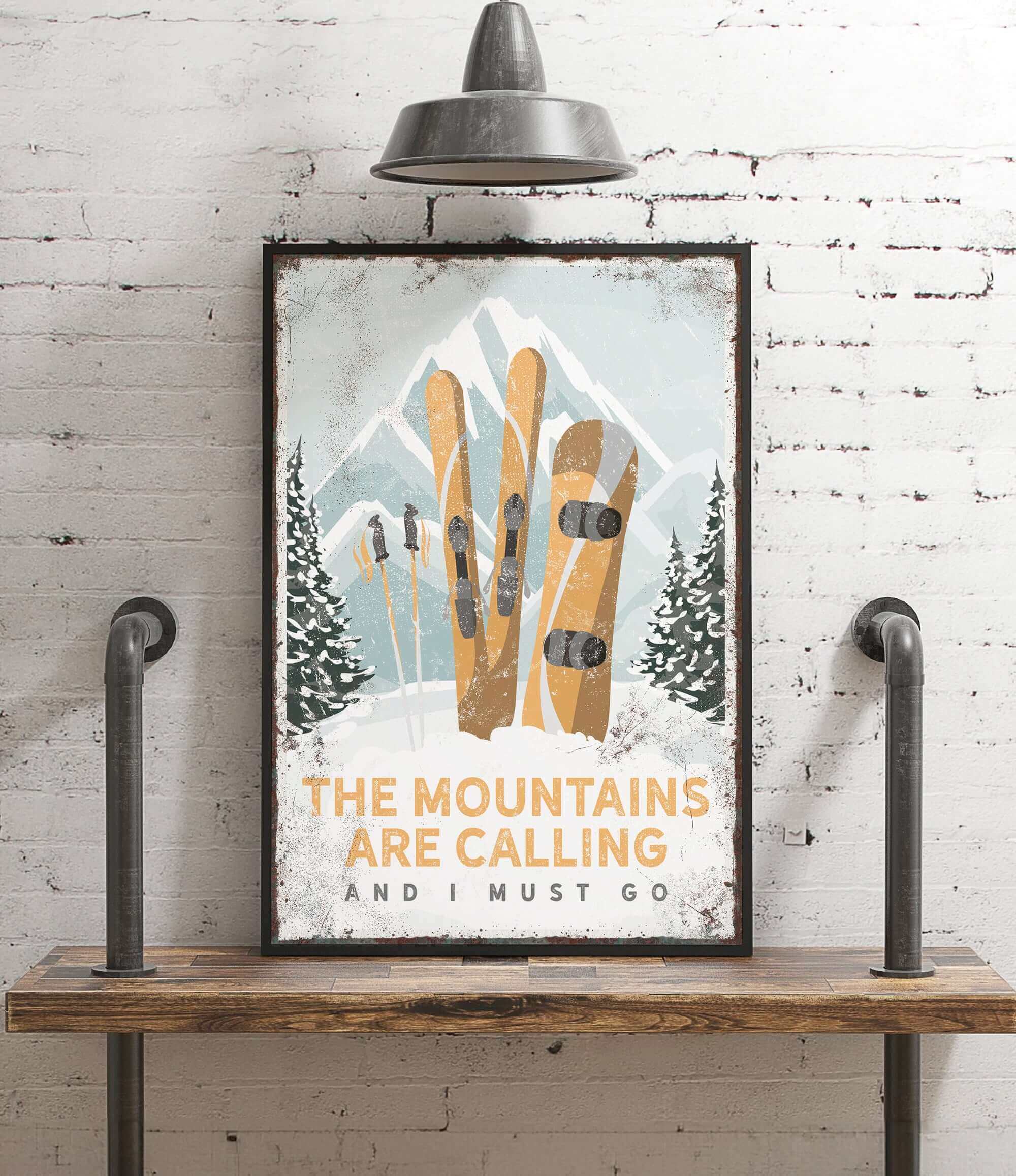 a picture of a pair of skis on a shelf