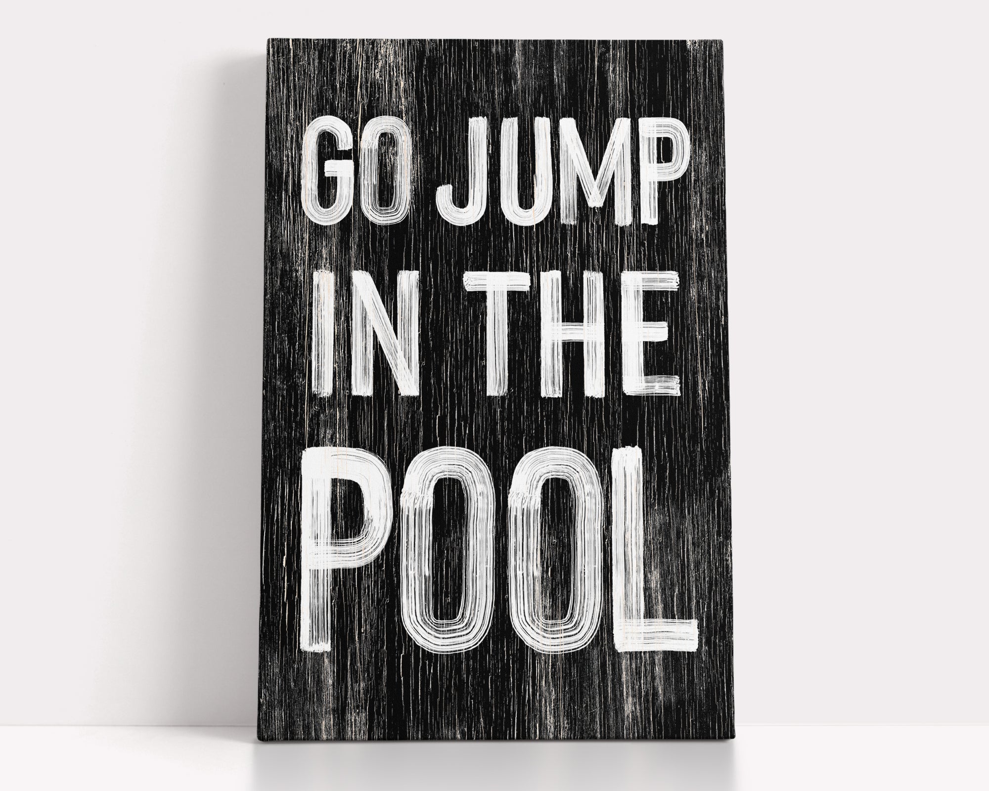 a sign that says go jump in the pool