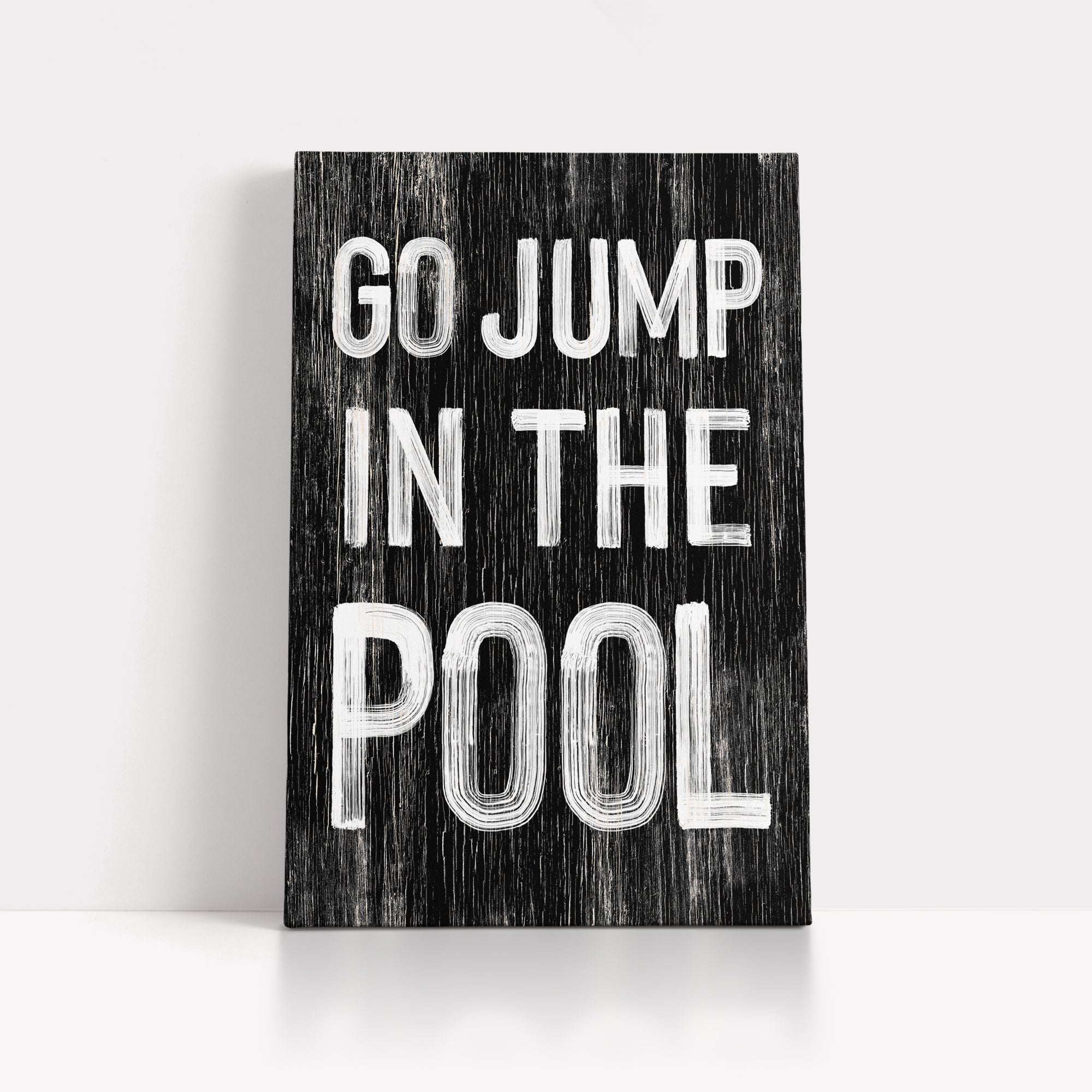 a sign that says go jump in the pool