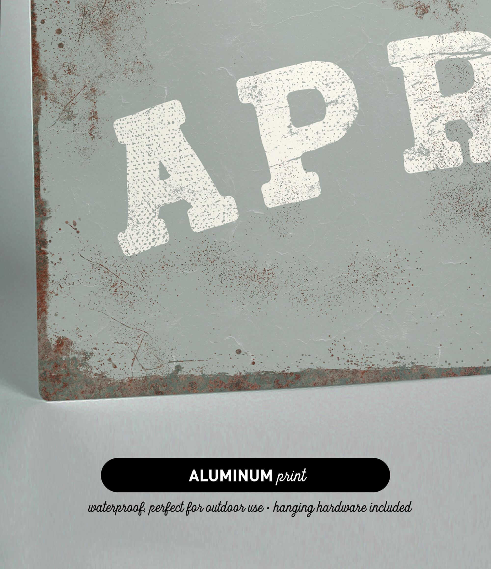 The image is an aluminum print that is waterproof and perfect for outdoor use, as well as hanging hardware.