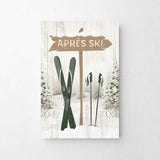 a picture of skis and a sign that says apres ski