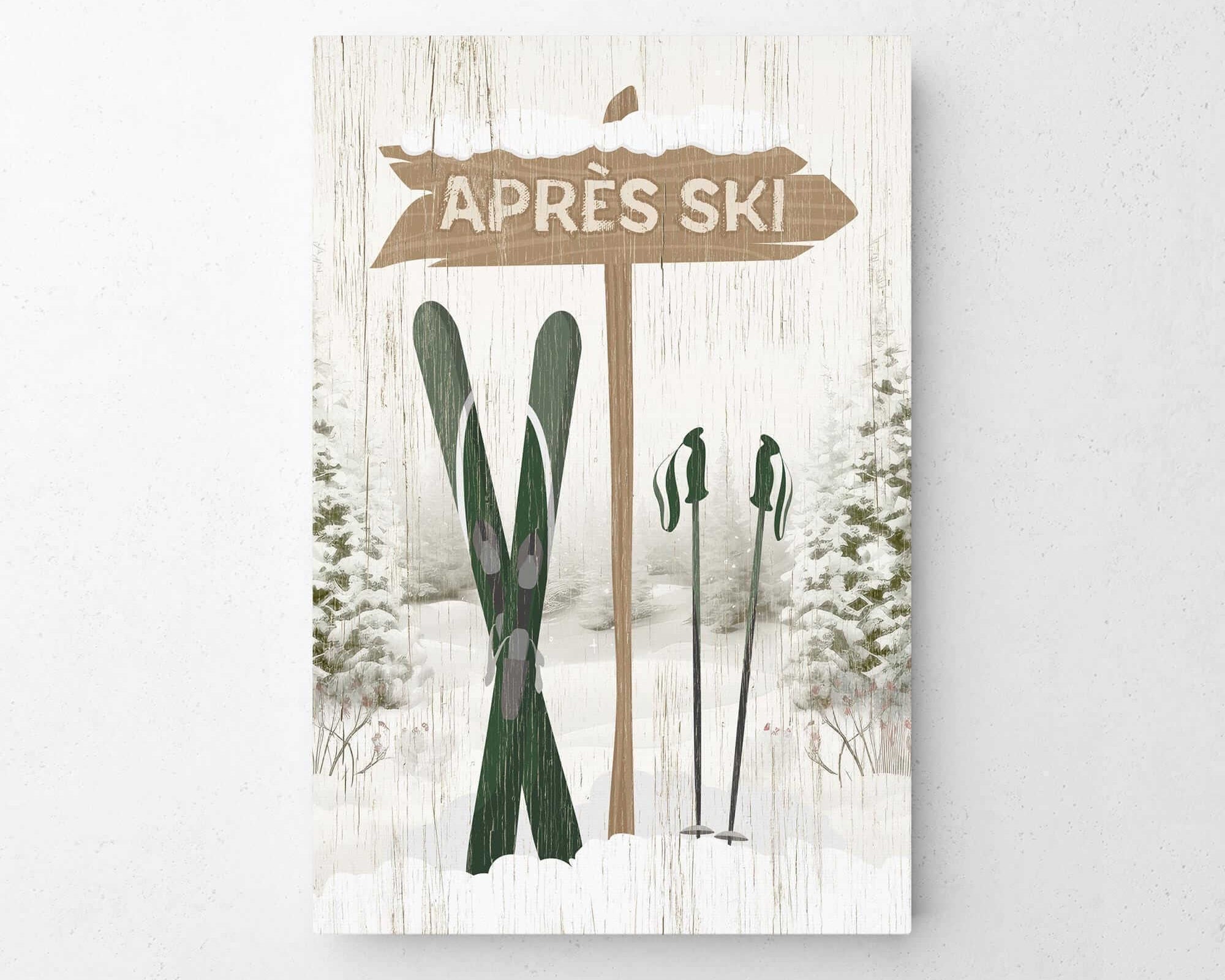 a picture of skis and a sign that says apres ski