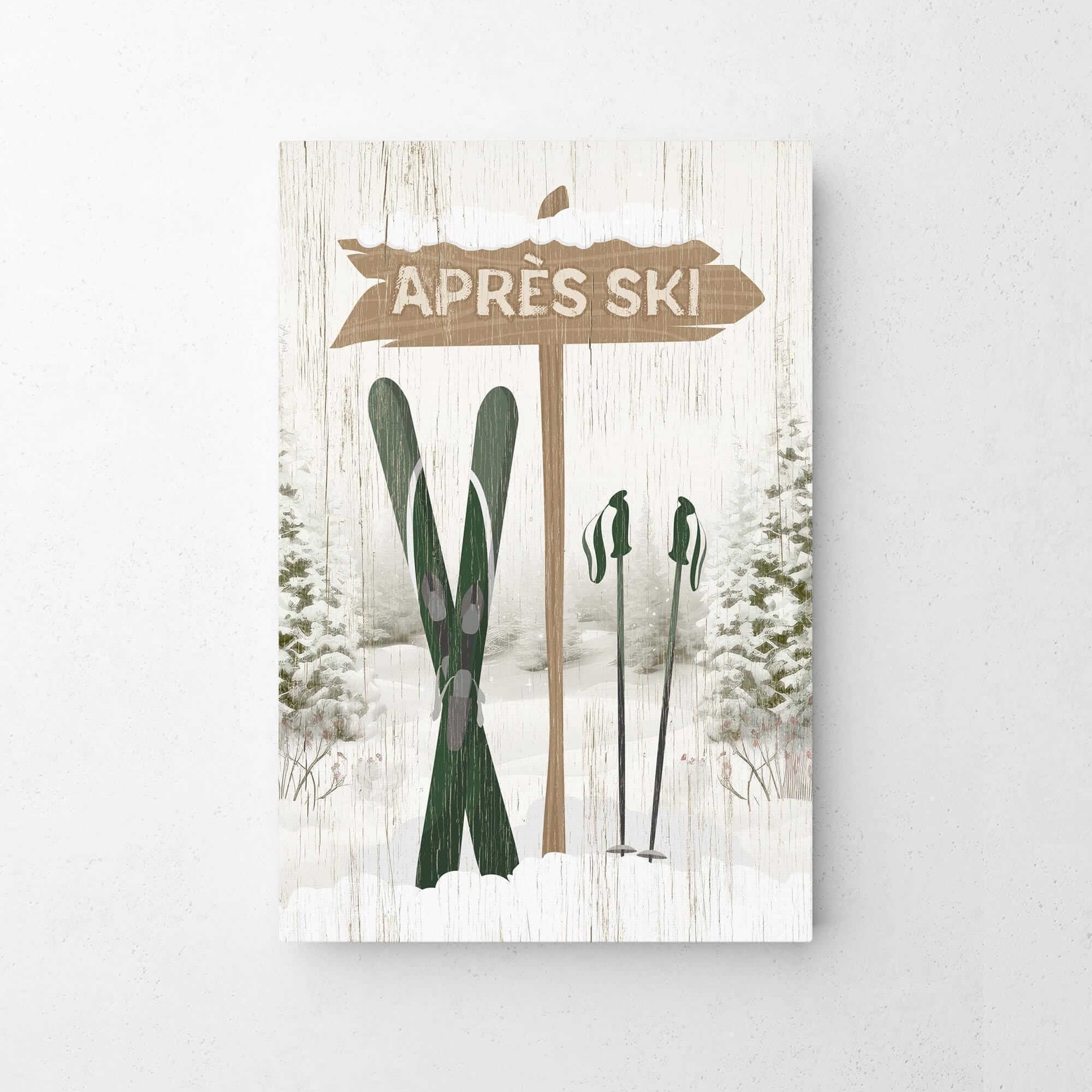 a picture of skis and a sign that says apres ski