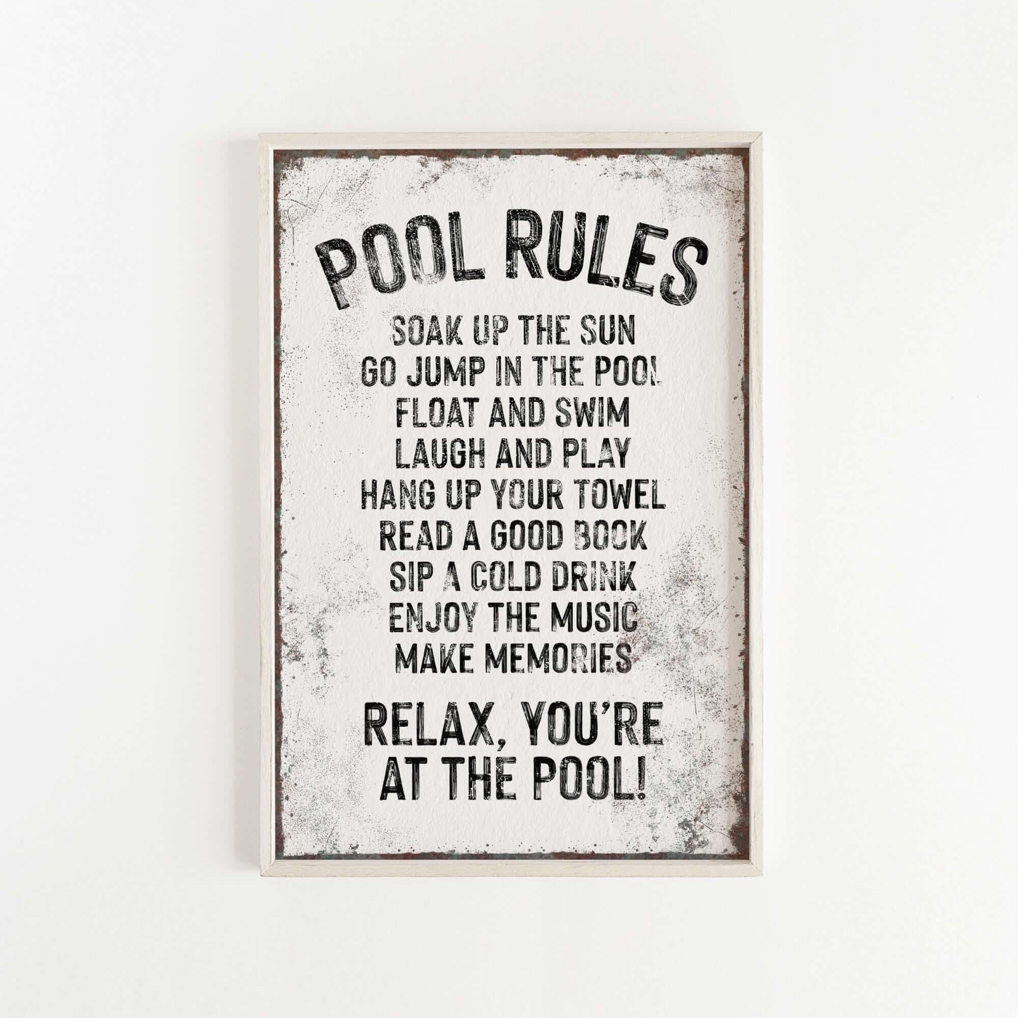 a sign on a wall that says pool rules