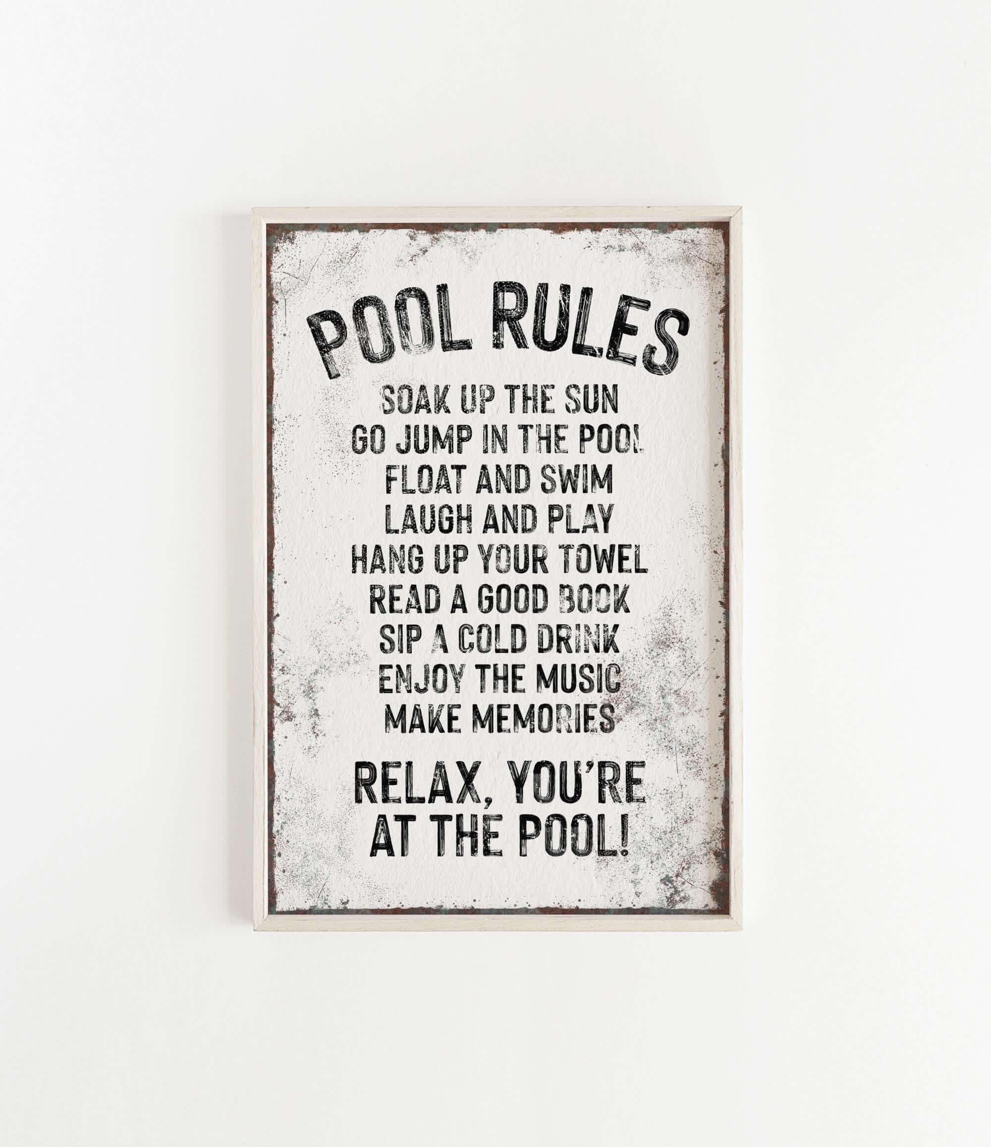 a sign on a wall that says pool rules
