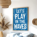 a bedroom with a bed and a blue sign on the wall
