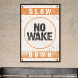 No Wake Sign, Orange on White