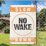 No Wake Sign, Orange on White