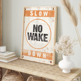 No Wake Sign, Orange on White