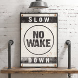 No Wake Sign, Black on White