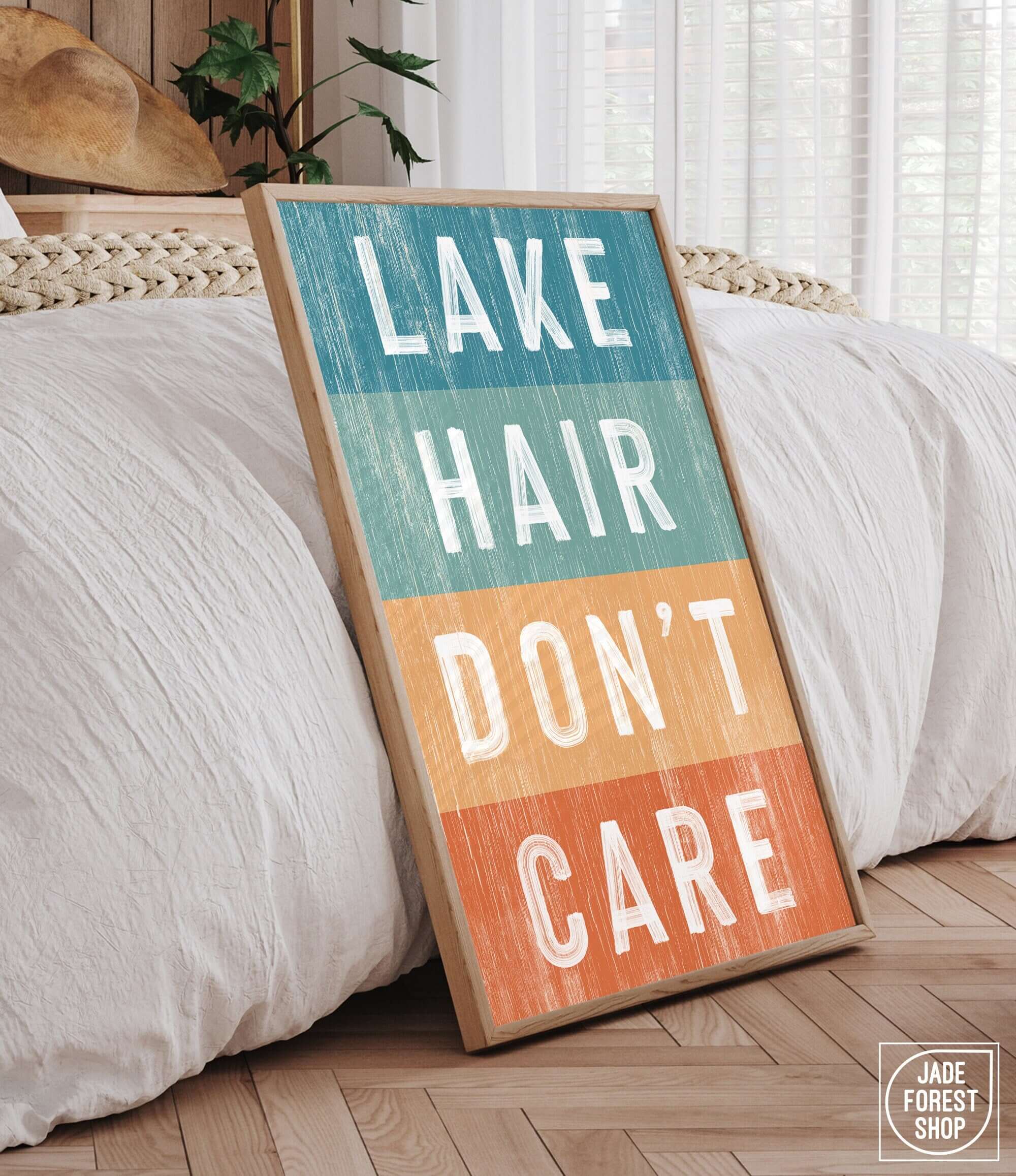 a wooden sign that says lake hair don't care