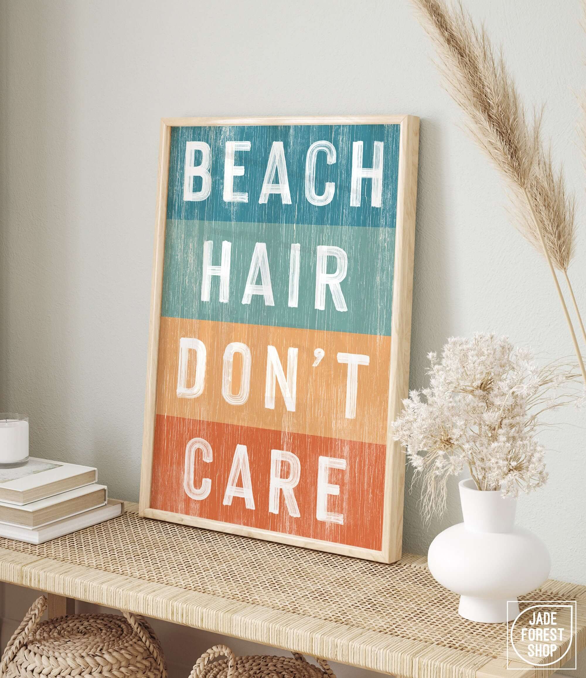 a picture of a sign that says beach hair don't care