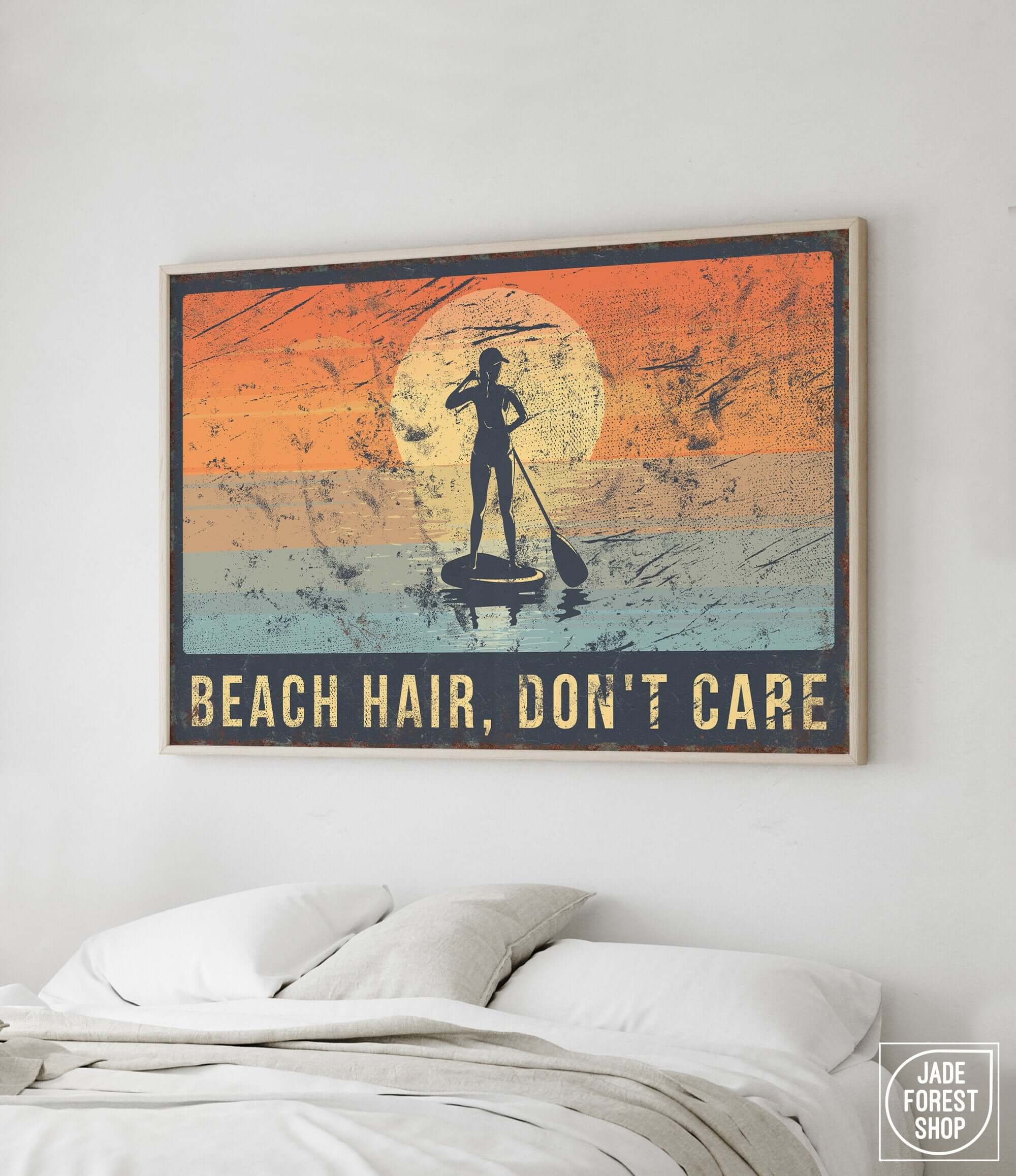 a picture of a person on a surfboard in a bedroom