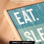 a picture of a sign that says eat sleep