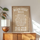 a poster on a wall above a dresser