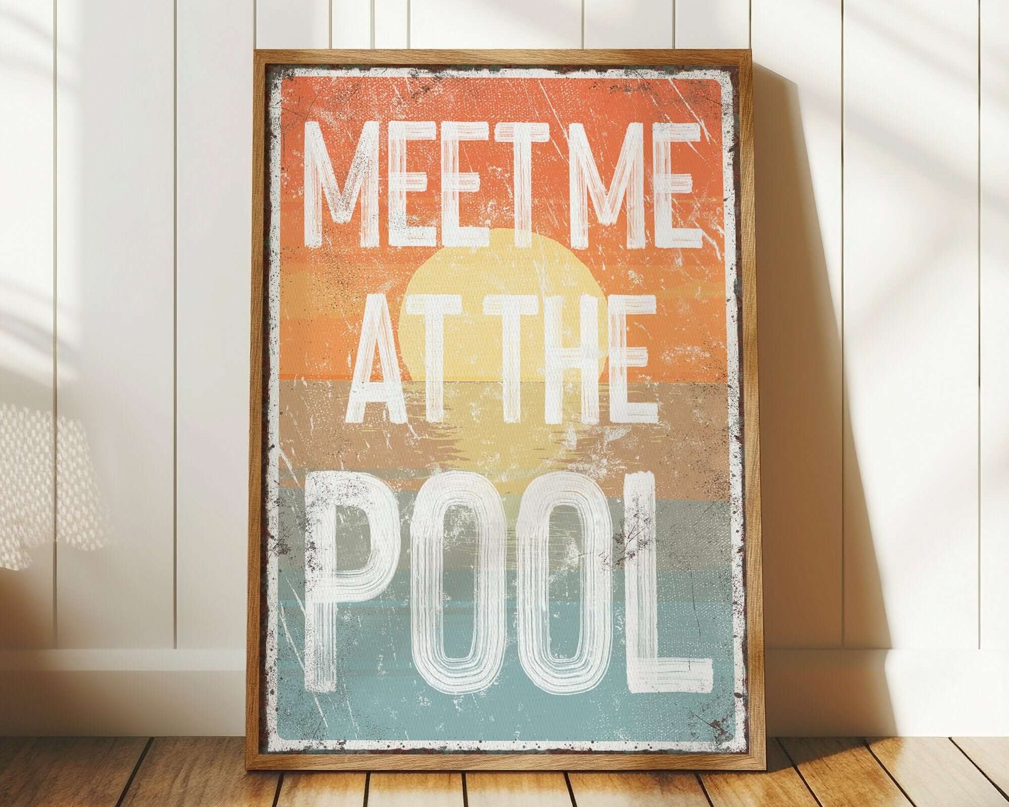 a sign that says meet me at the pool