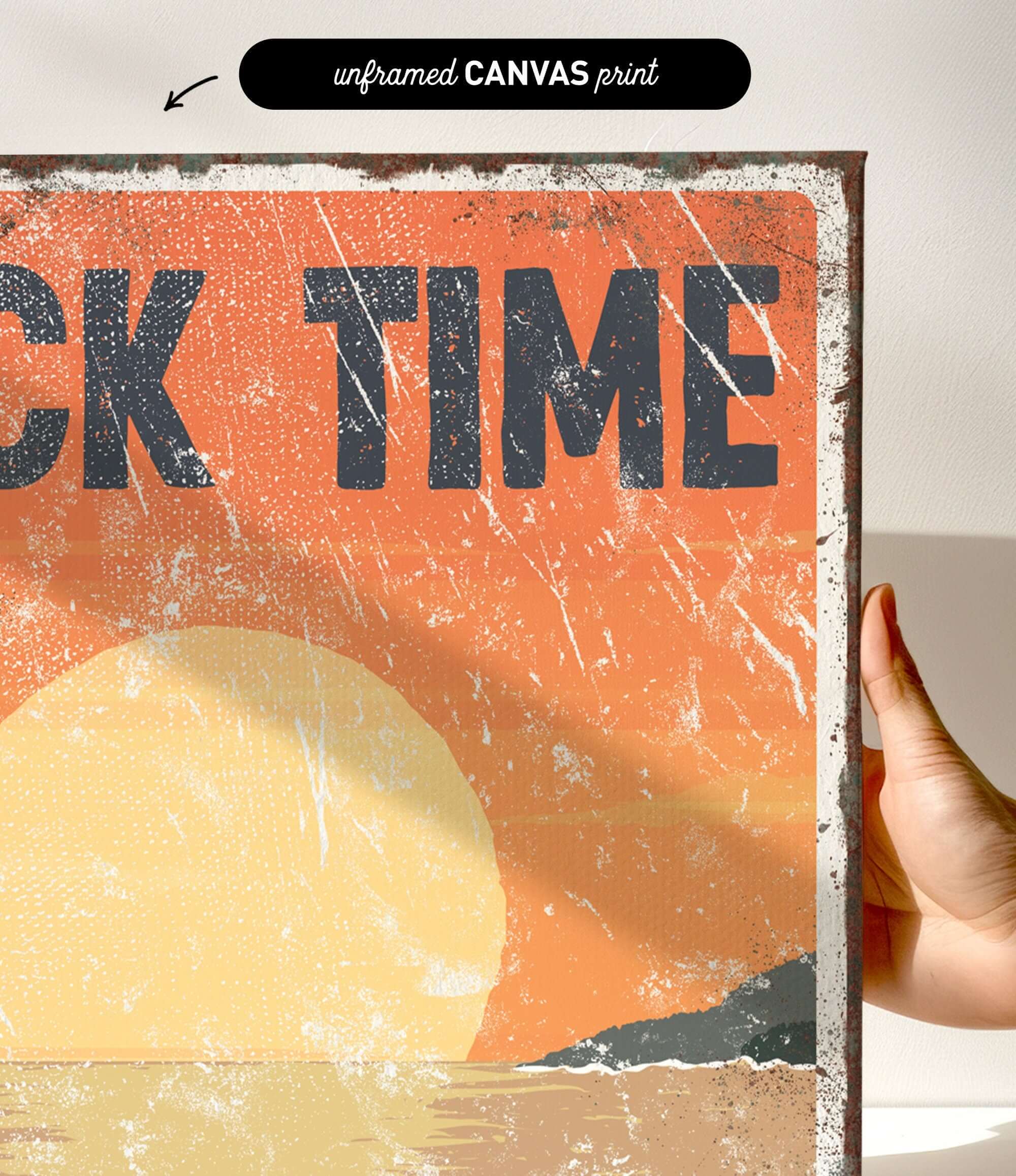 a person holding up a sign that says rock time