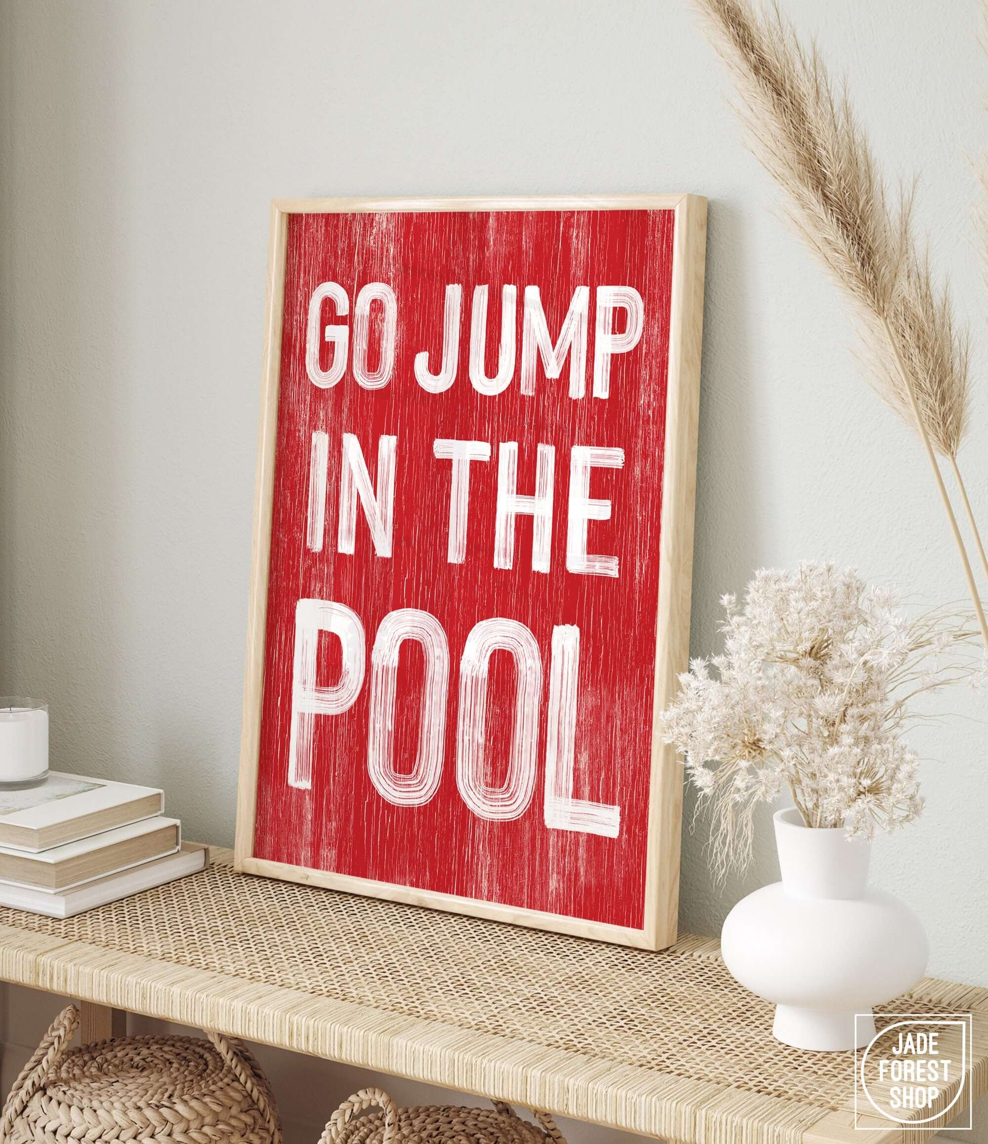 a picture of a sign that says go jump in the pool