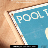 a picture of a pool sign on a wooden table