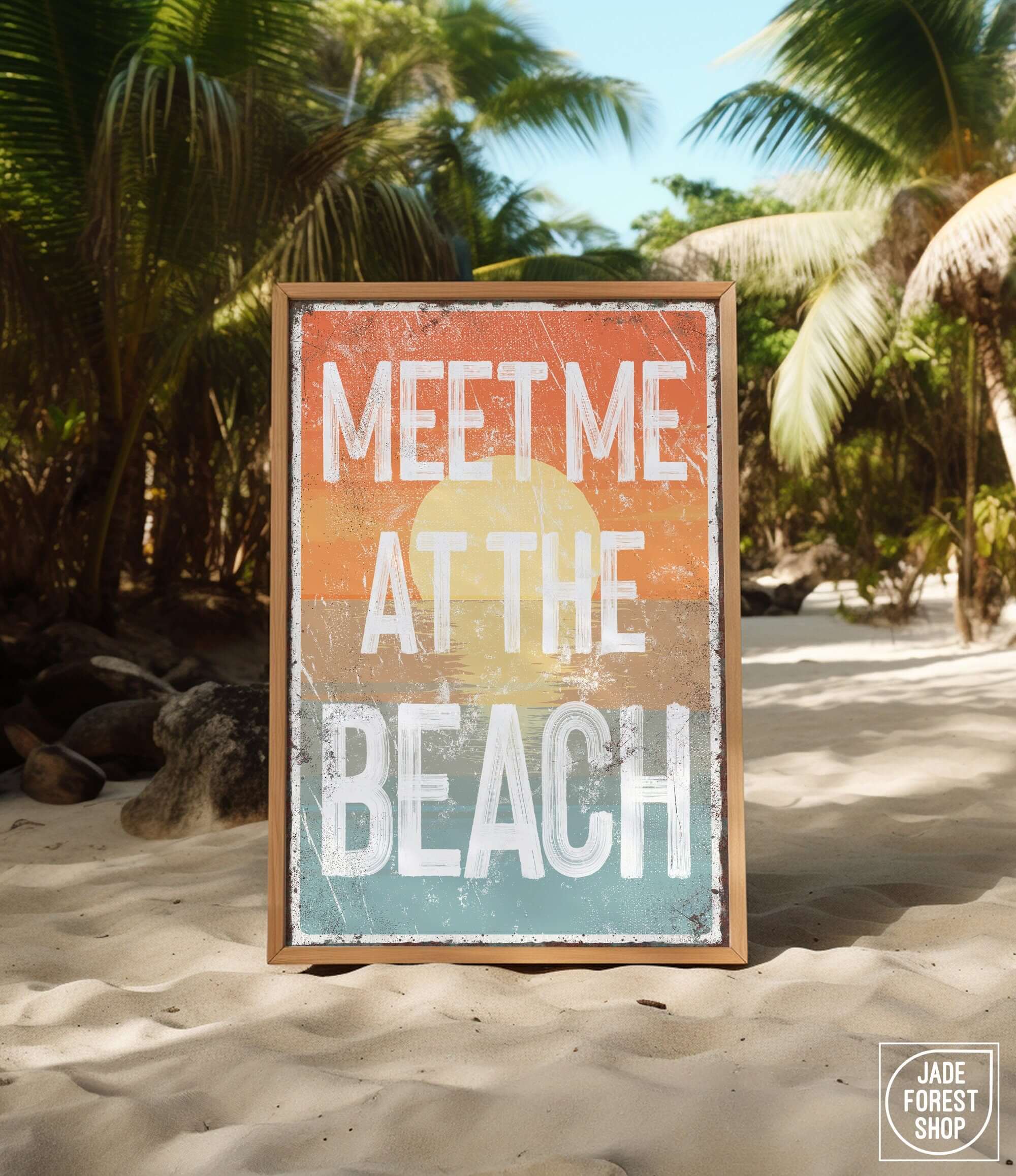 a sign that says meet me at the beach