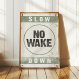 No Wake Sign, Seagrass on White