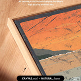 a wooden frame with a picture of a mountain range