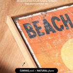 a picture of an orange and black beach sign