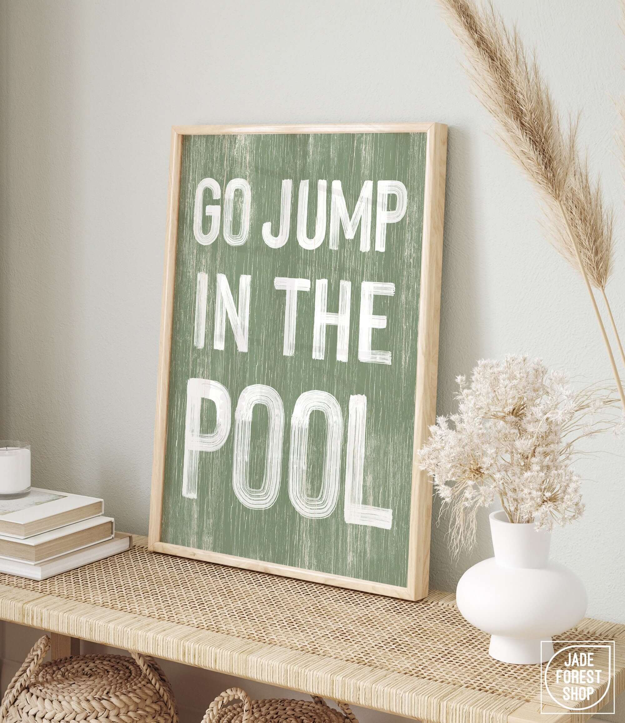 a picture of a sign that says go jump in the pool