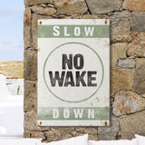 No Wake Sign, Seagrass on White