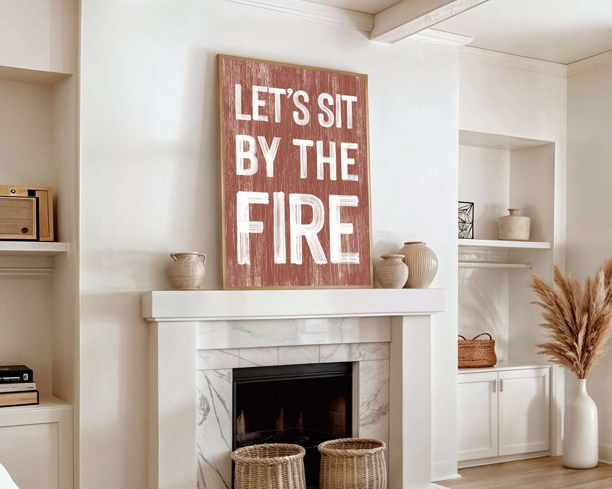 a living room filled with furniture and a fire place