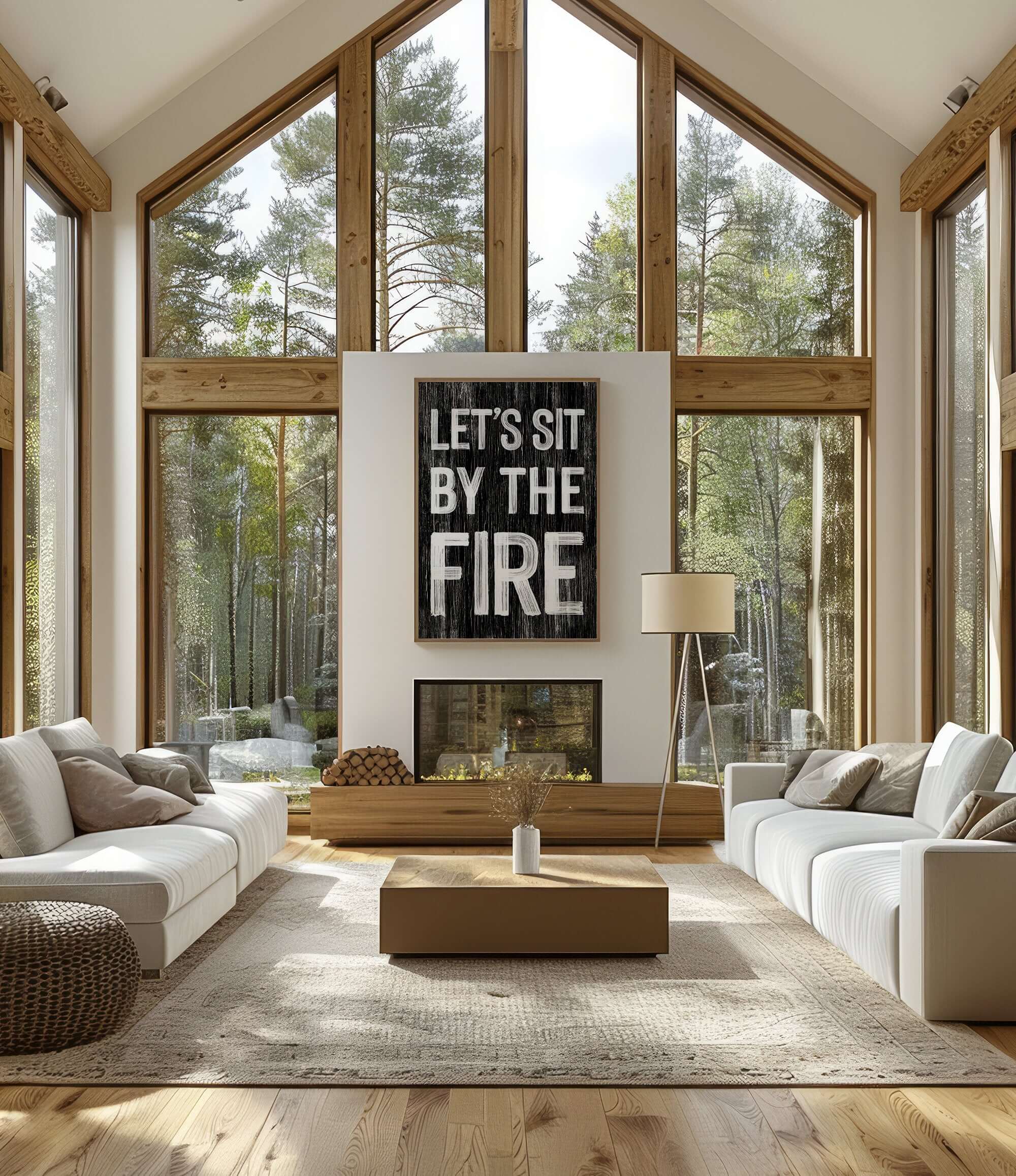 a living room filled with furniture and a fire place