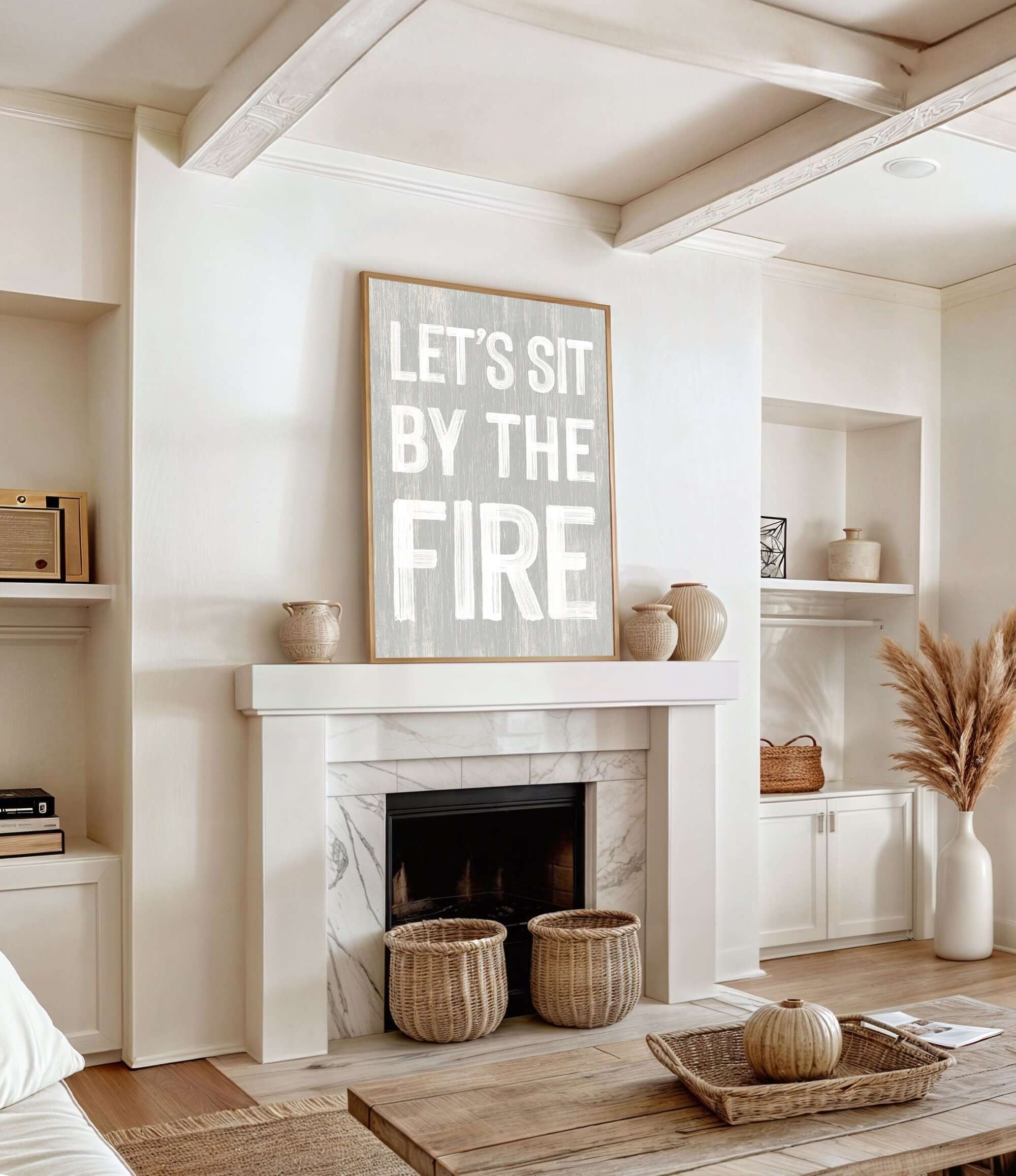 a living room filled with furniture and a fire place