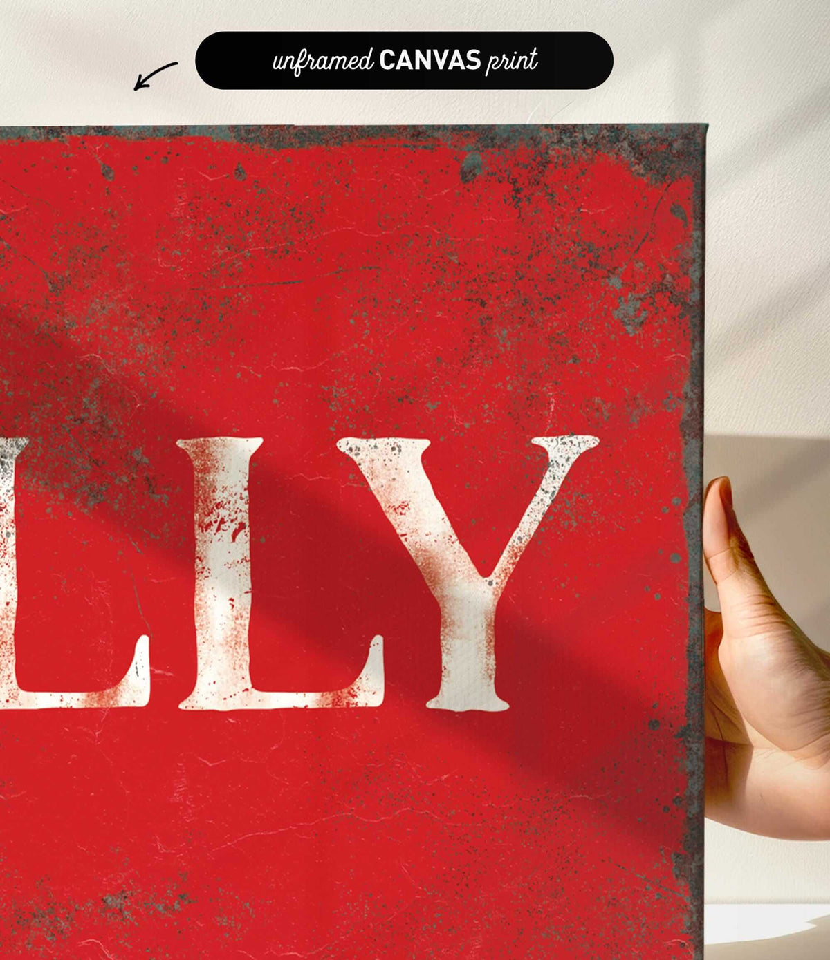 a person holding up a sign that says lily