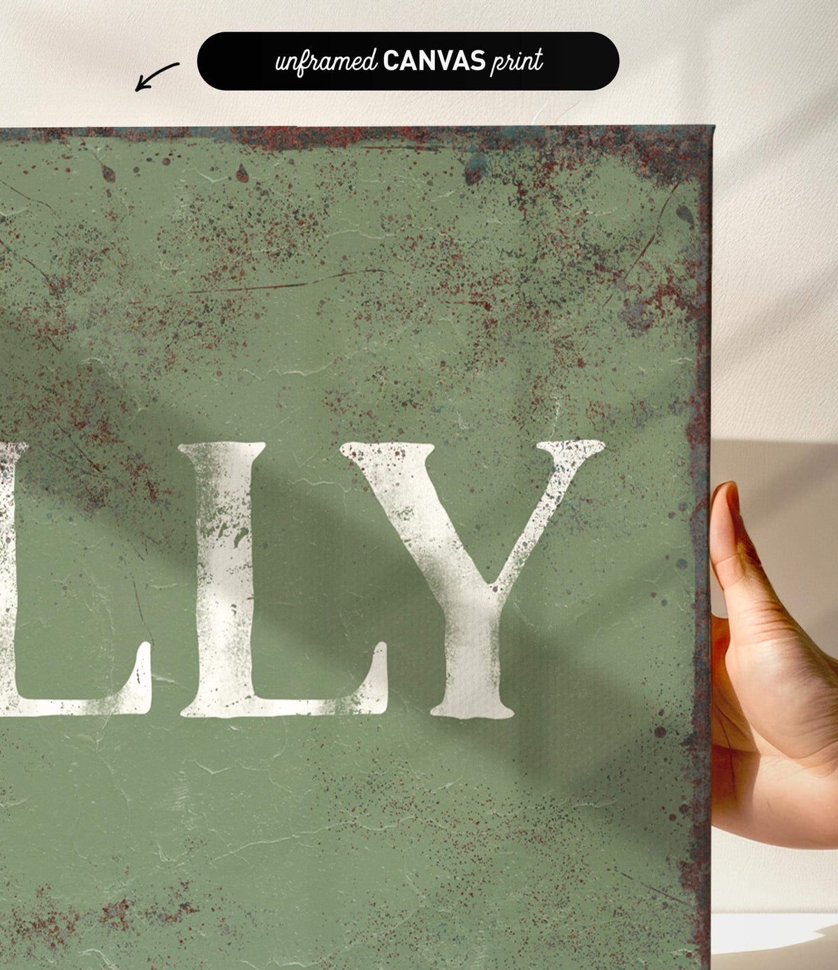 a person holding up a sign that says lily