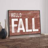 a picture of a wooden sign that says hello fall