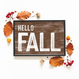 a wooden sign that says hello fall