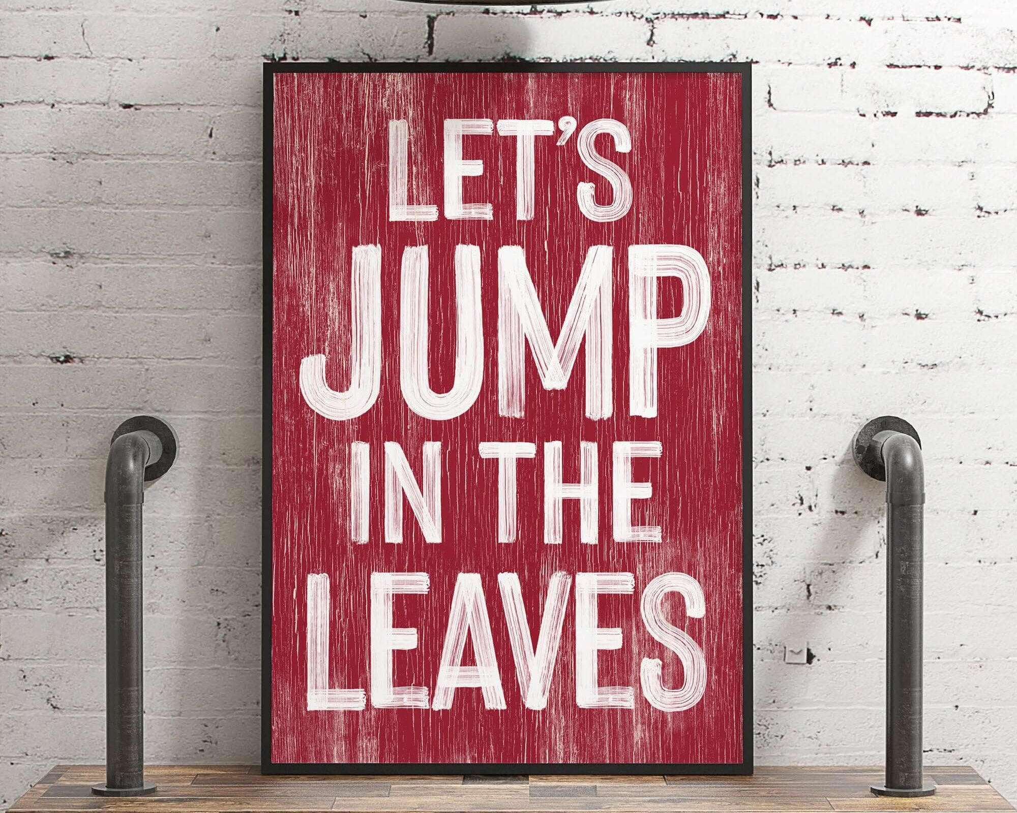 a room with a rocking chair and a sign that says let's jump in
